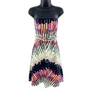 Tracy Reese New York Colorful‎ Strapless Silk Cotton Blend Dress Size 4 Cocktail